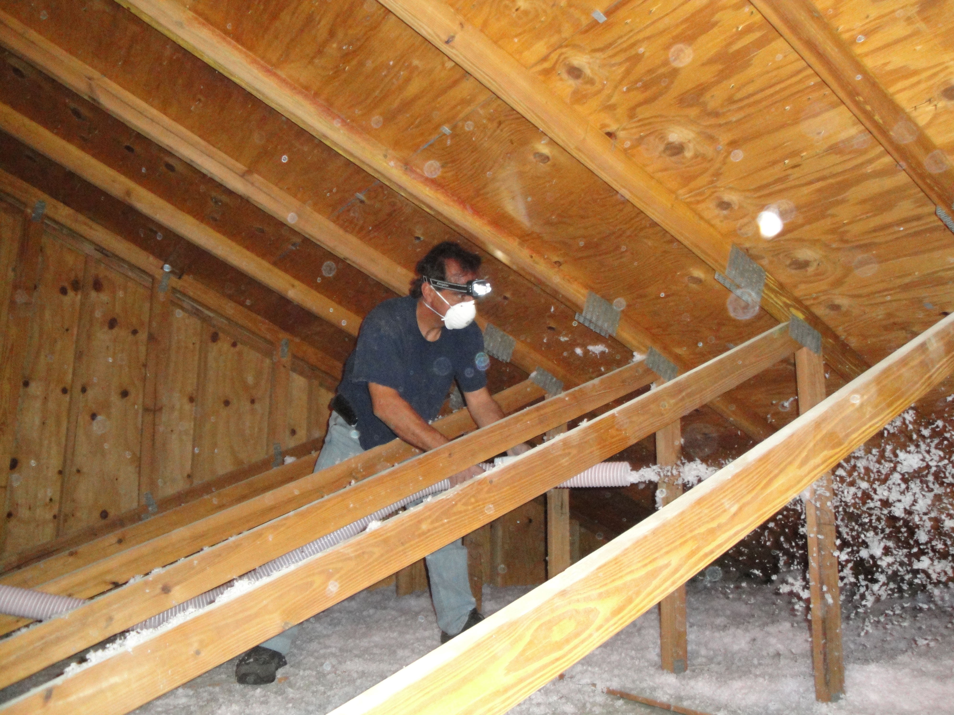 Attic insulation install
