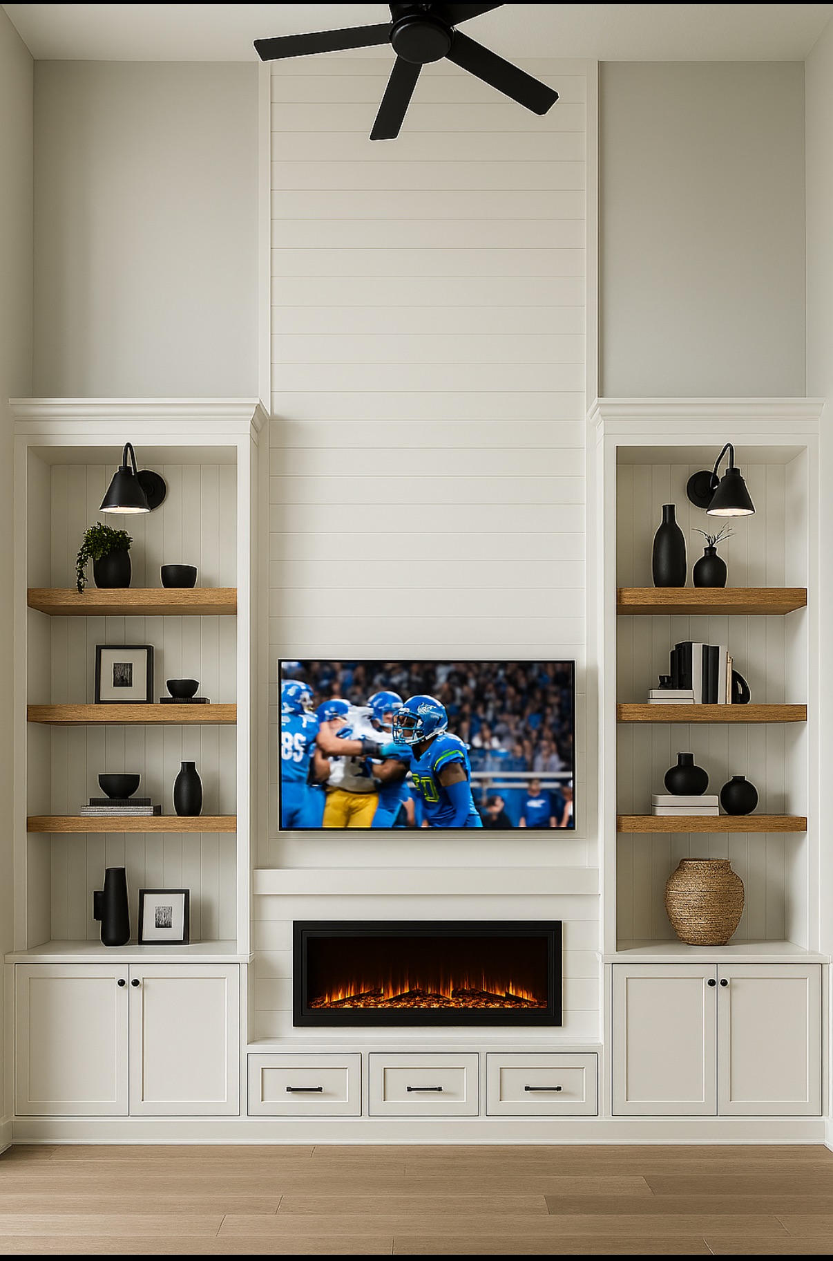 Custom family room accent wall