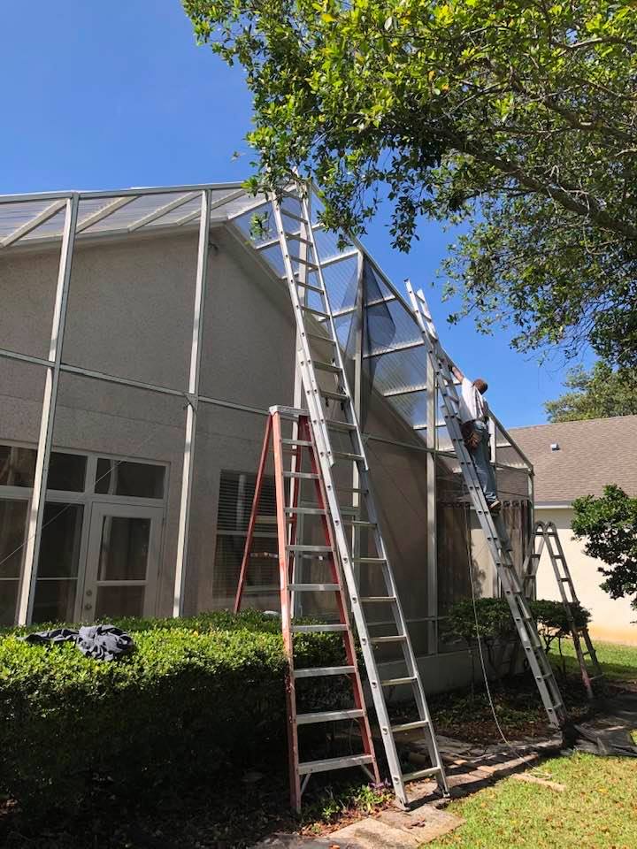 Pool enclosure screen repair by Jeff Handyman