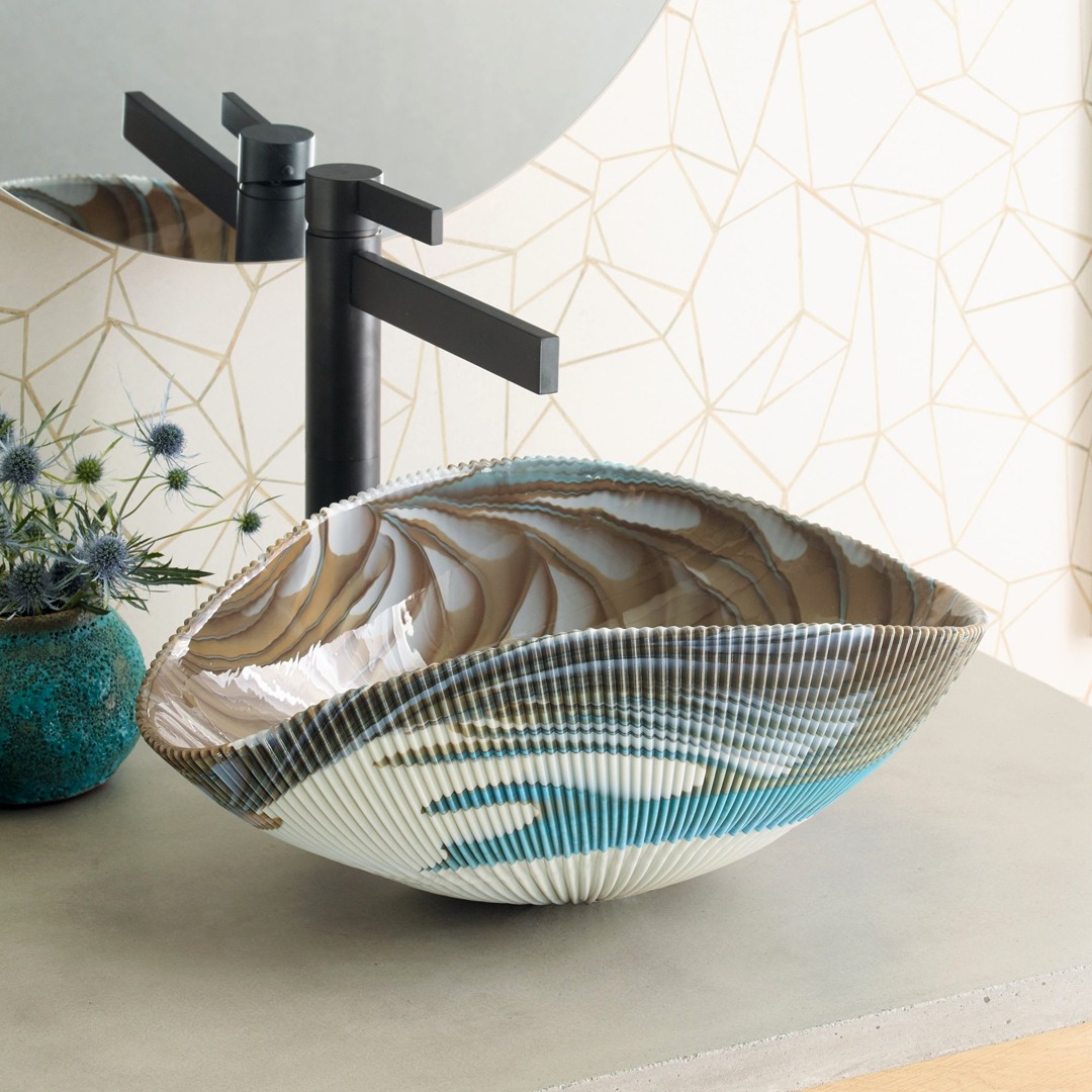 Shell-design bathroom vessel sink install