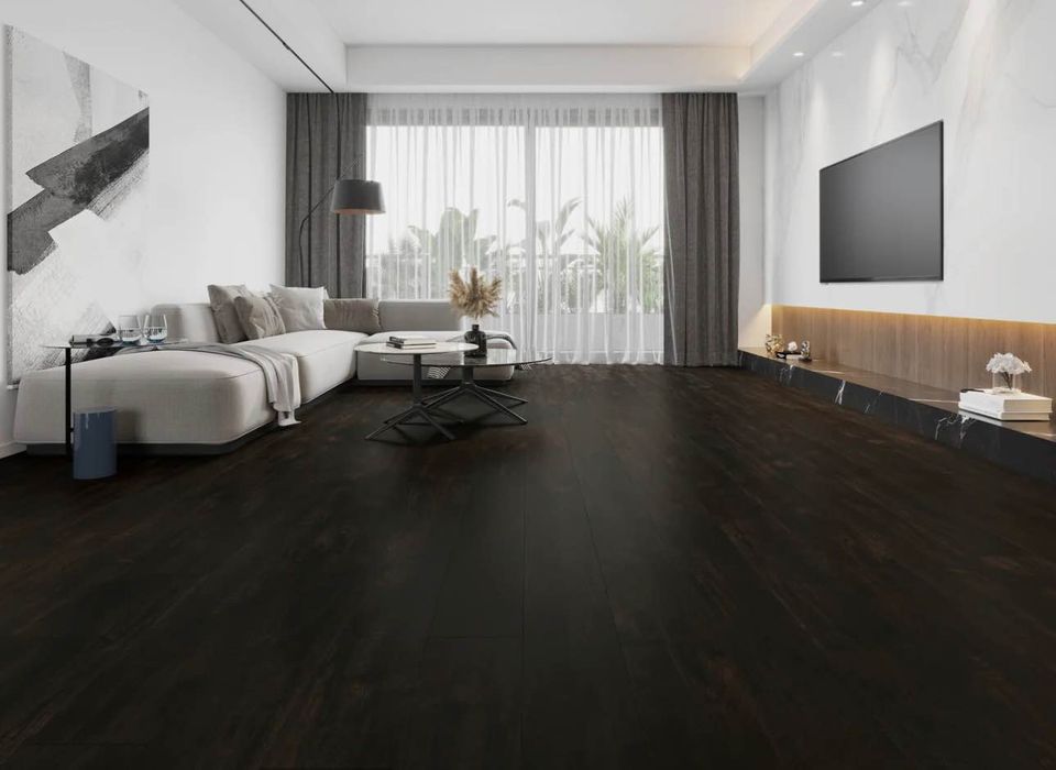 Vinyl plank flooring in a full room install