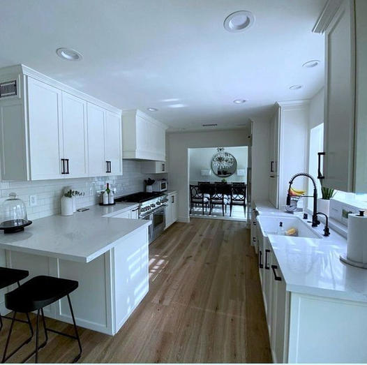 Vinyl plank flooring installed in a kitchen