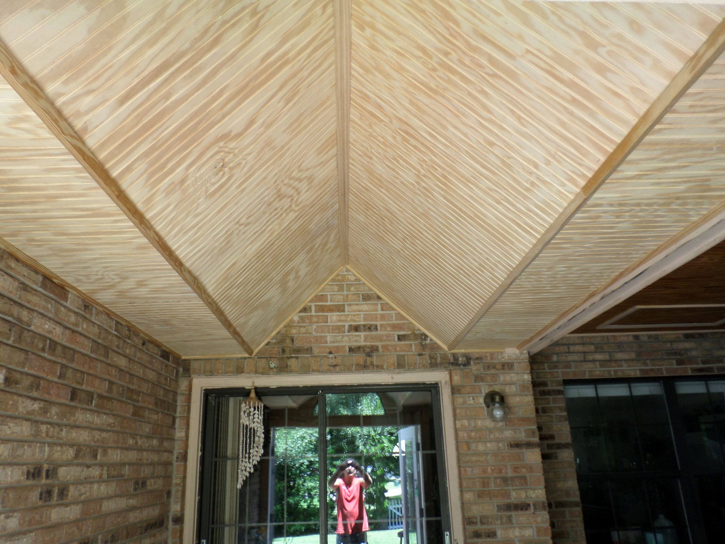 Full wood plank ceiling install in a Palm Coast home
